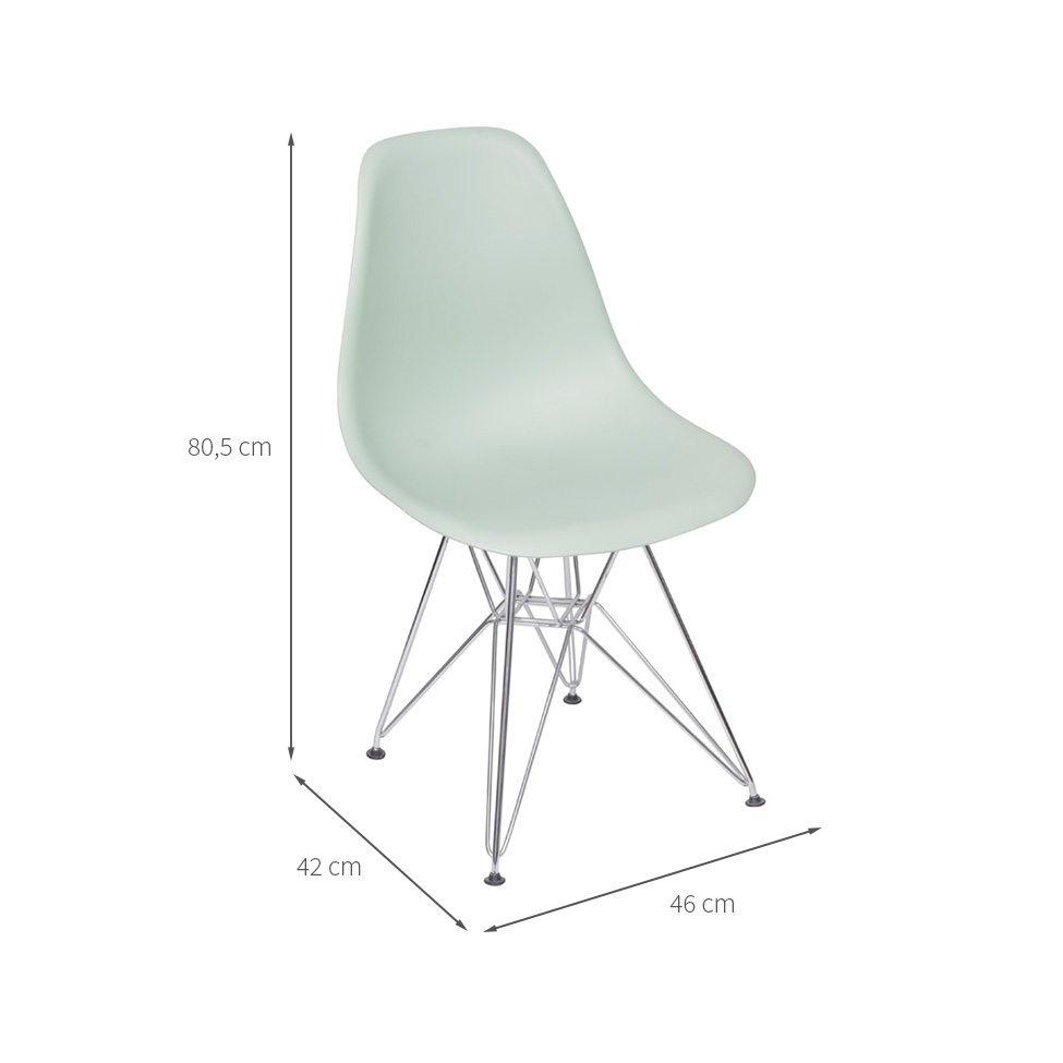 Conjunto com 2 Cadeiras DKR Eames Verde Claro e Cromado