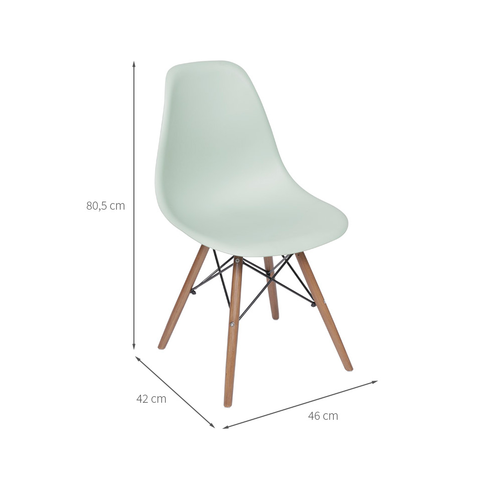 Conjunto com 2 Cadeiras DKR Eames Verde Claro e Madeira