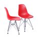 Conjunto com 2 Cadeiras DKR Eames Vermelho e Cromado
