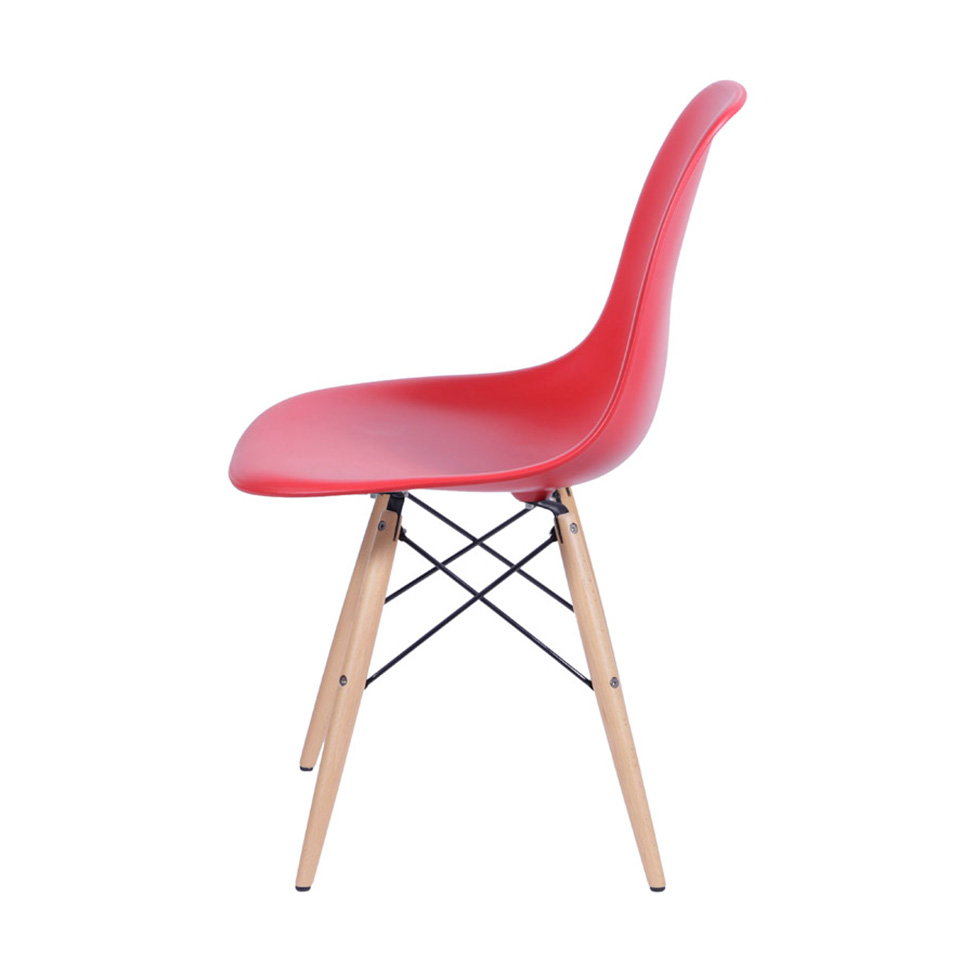Conjunto com 2 Cadeiras DKR Eames Vermelho e Madeira
