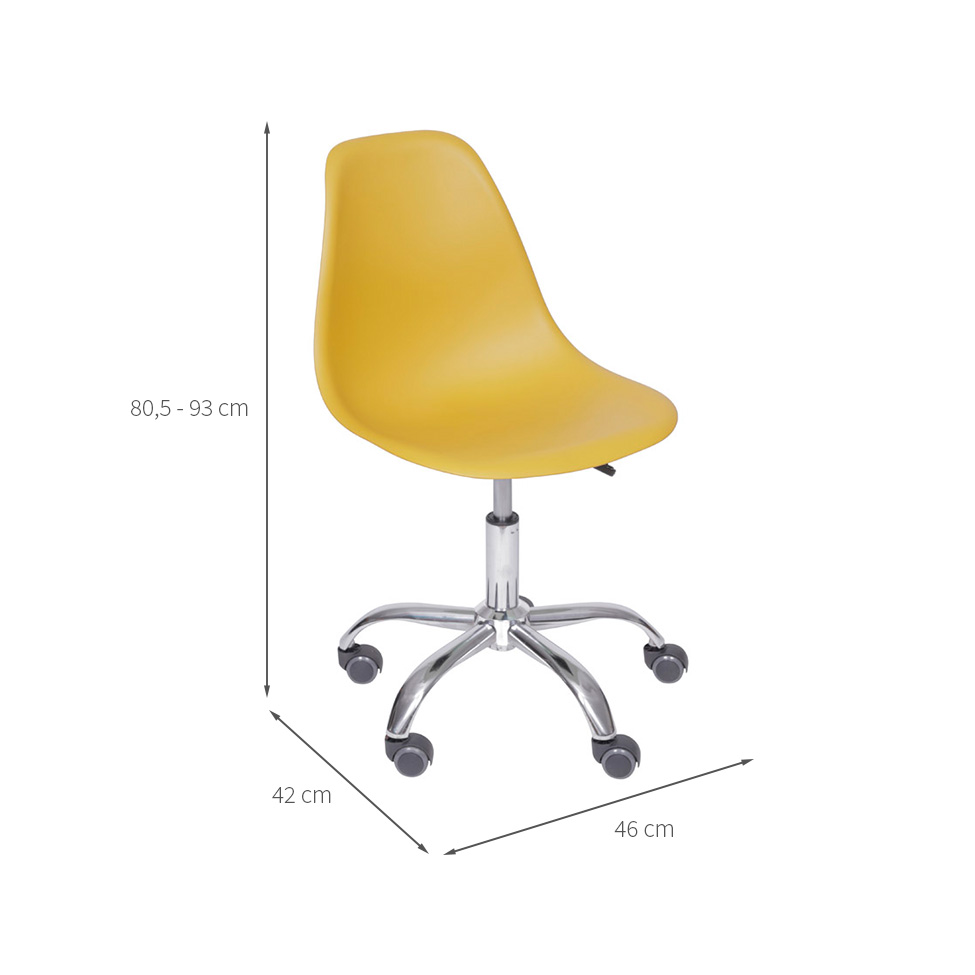 Conjunto com 2 Cadeiras DKR com Rodízios Açafrão e Cromado