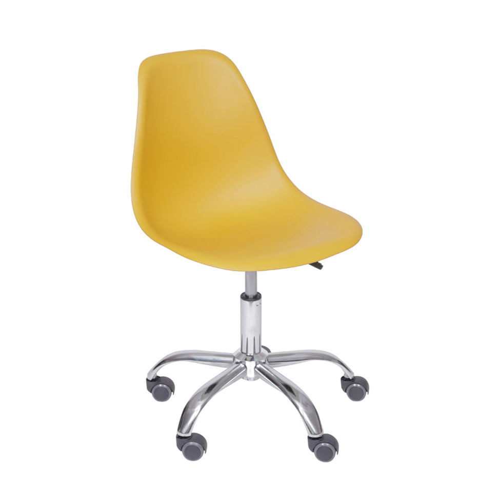 Conjunto com 2 Cadeiras DKR com Rodízios Açafrão e Cromado