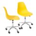 Conjunto com 2 Cadeiras DKR com Rodízios Amarelo e Cromado