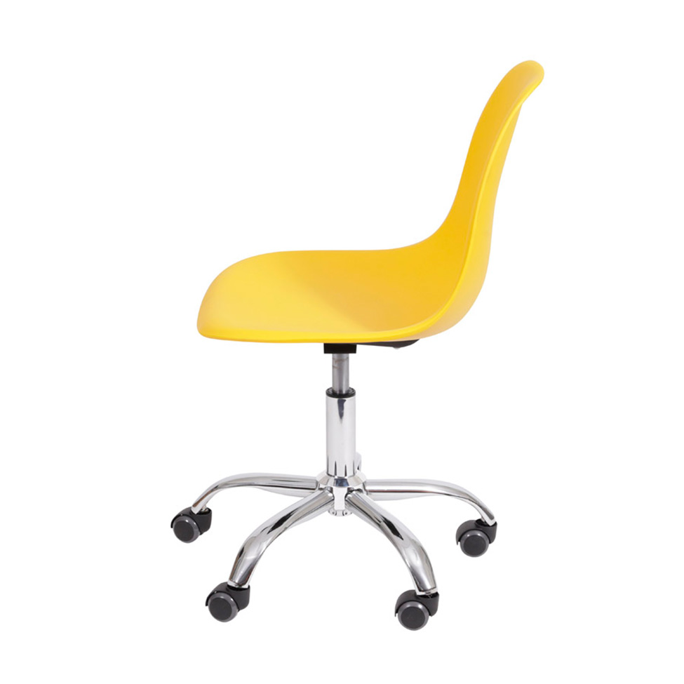 Conjunto com 2 Cadeiras DKR com Rodízios Amarelo e Cromado