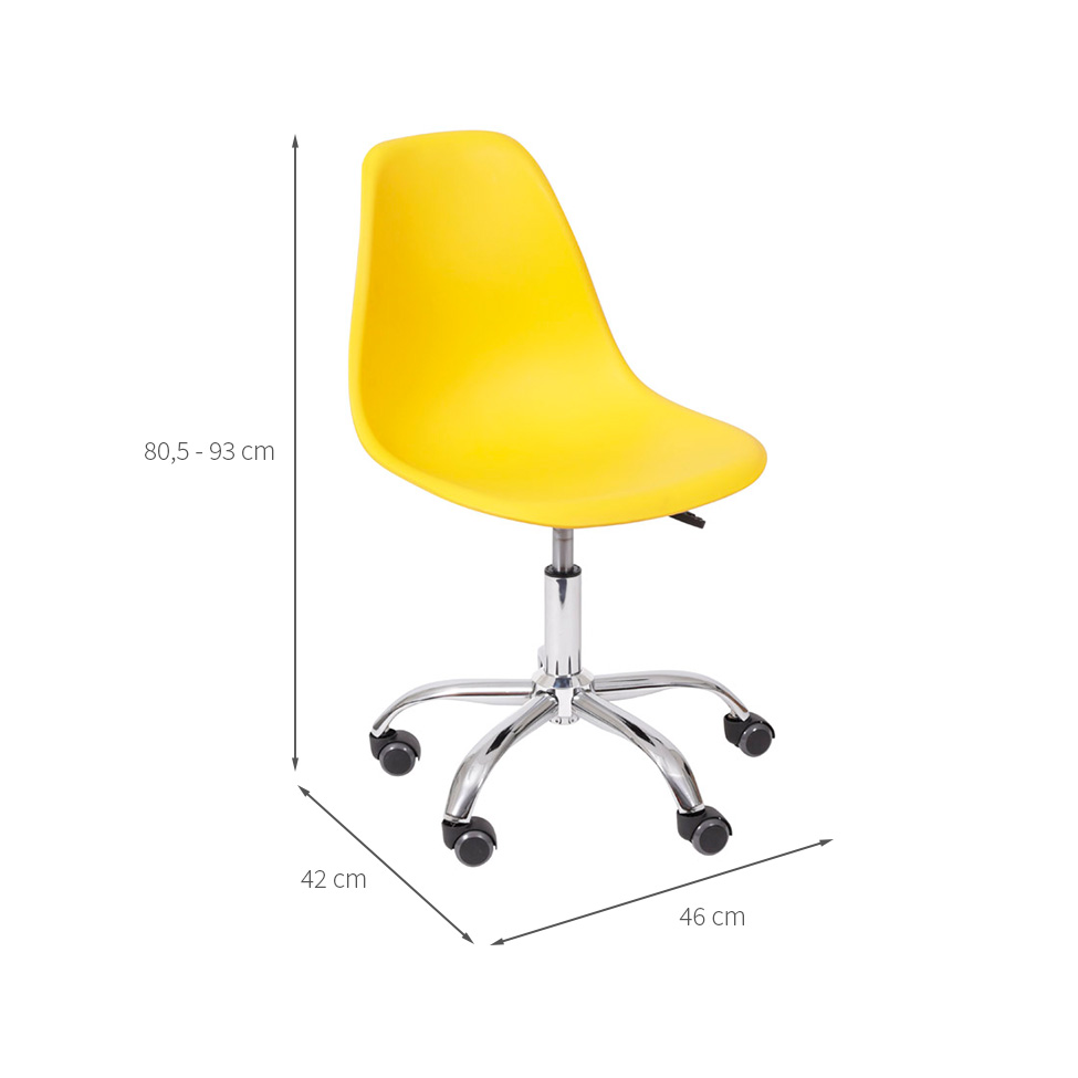 Conjunto com 2 Cadeiras DKR com Rodízios Amarelo e Cromado