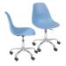Conjunto com 2 Cadeiras DKR com Rodízios Azul Claro e Cromado