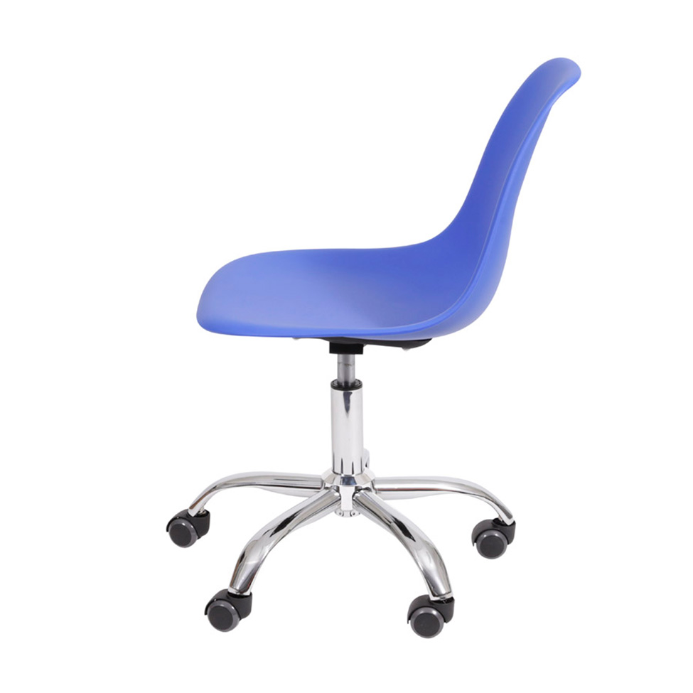 Conjunto com 2 Cadeiras DKR com Rodízios Azul Escuro e Cromado