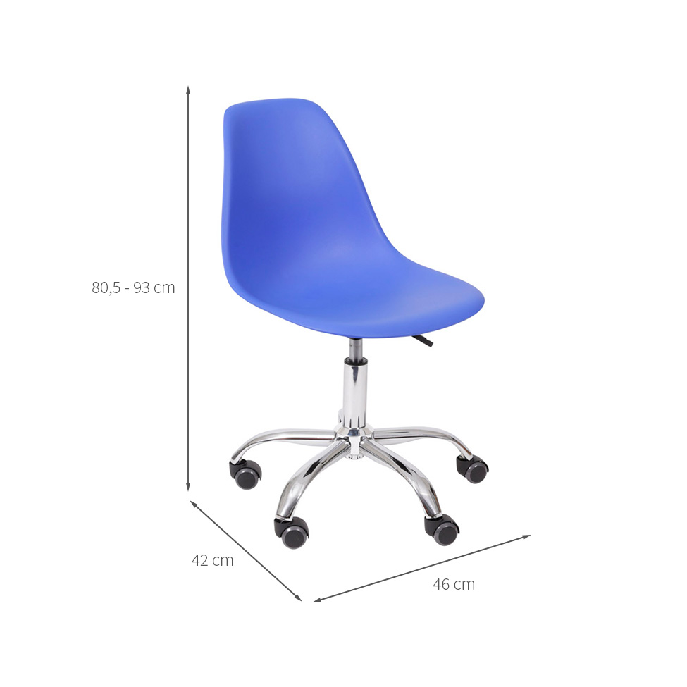 Conjunto com 2 Cadeiras DKR com Rodízios Azul Escuro e Cromado