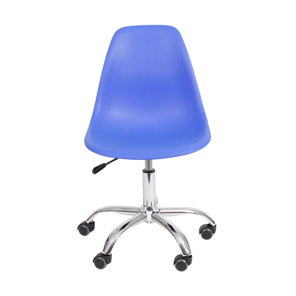 Conjunto com 2 Cadeiras DKR com Rodízios Azul Escuro e Cromado