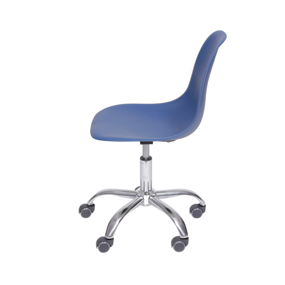 Conjunto com 2 Cadeiras DKR com Rodízios Azul Marinho e Cromado