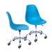 Conjunto com 2 Cadeiras DKR com Rodízios Azul Petróleo e Cromado