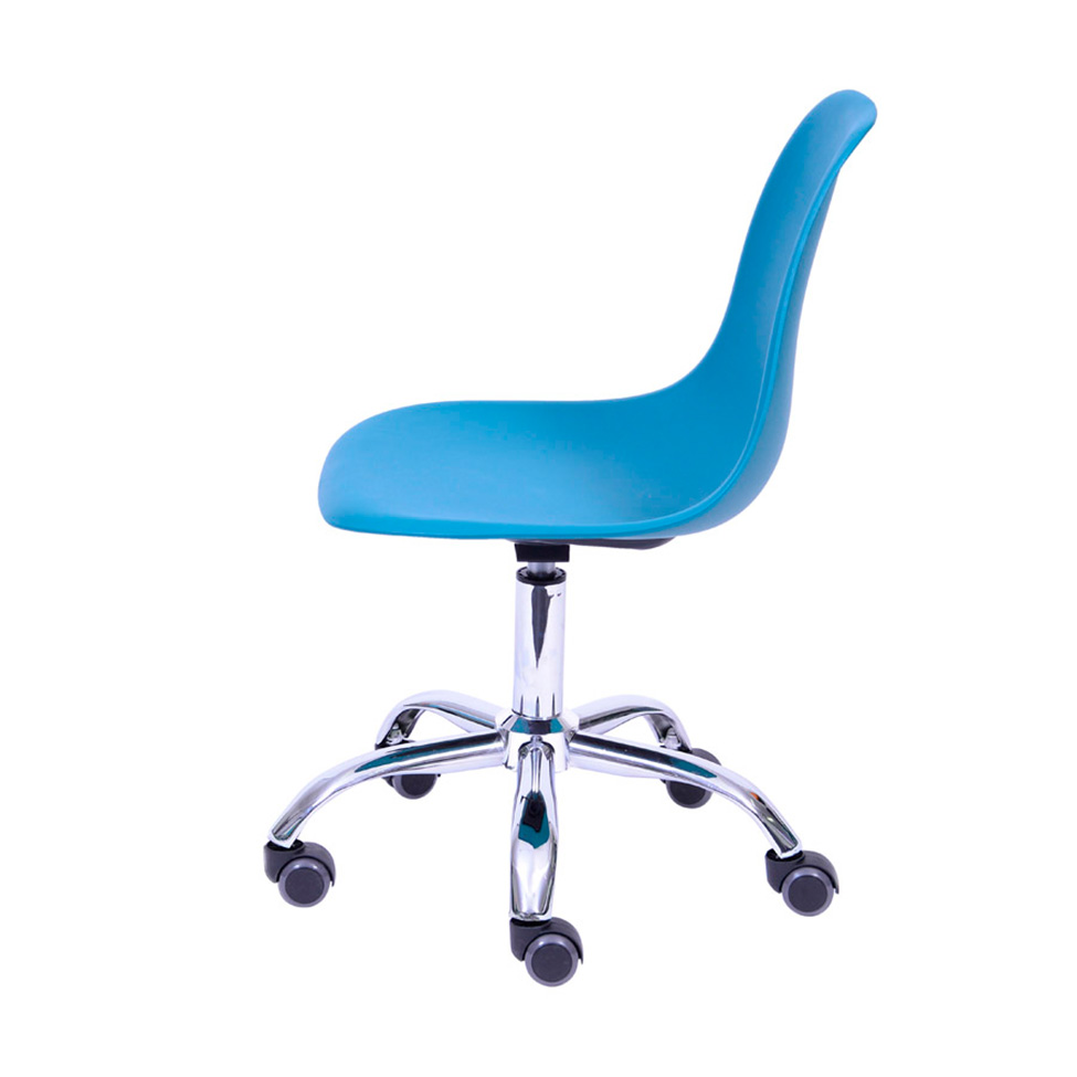 Conjunto com 2 Cadeiras DKR com Rodízios Azul Petróleo e Cromado