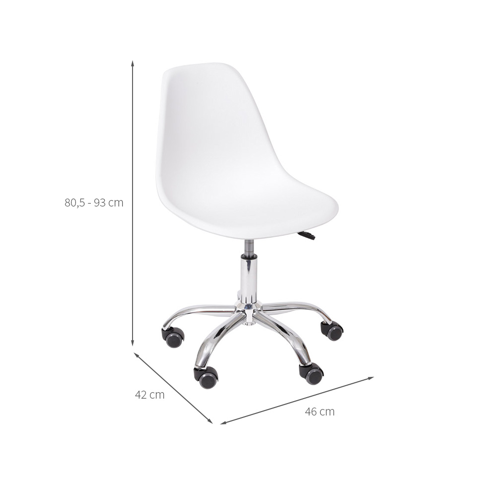 Conjunto com 2 Cadeiras DKR com Rodízios Branco e Cromado