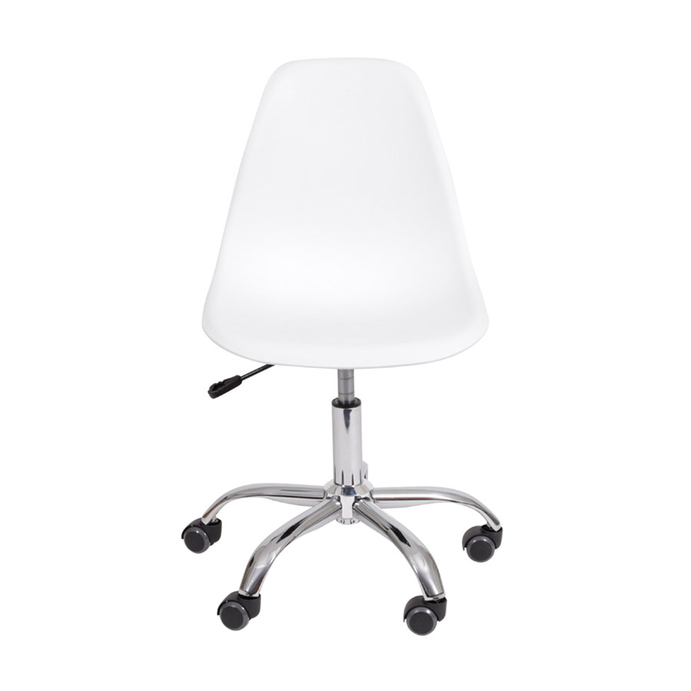 Conjunto com 2 Cadeiras DKR com Rodízios Branco e Cromado