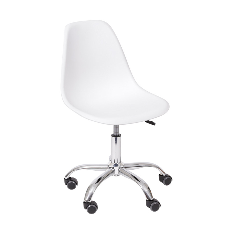 Conjunto com 2 Cadeiras DKR com Rodízios Branco e Cromado