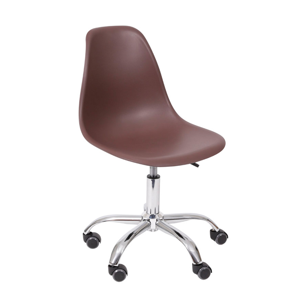 Conjunto com 2 Cadeiras DKR com Rodízios Café e Cromado