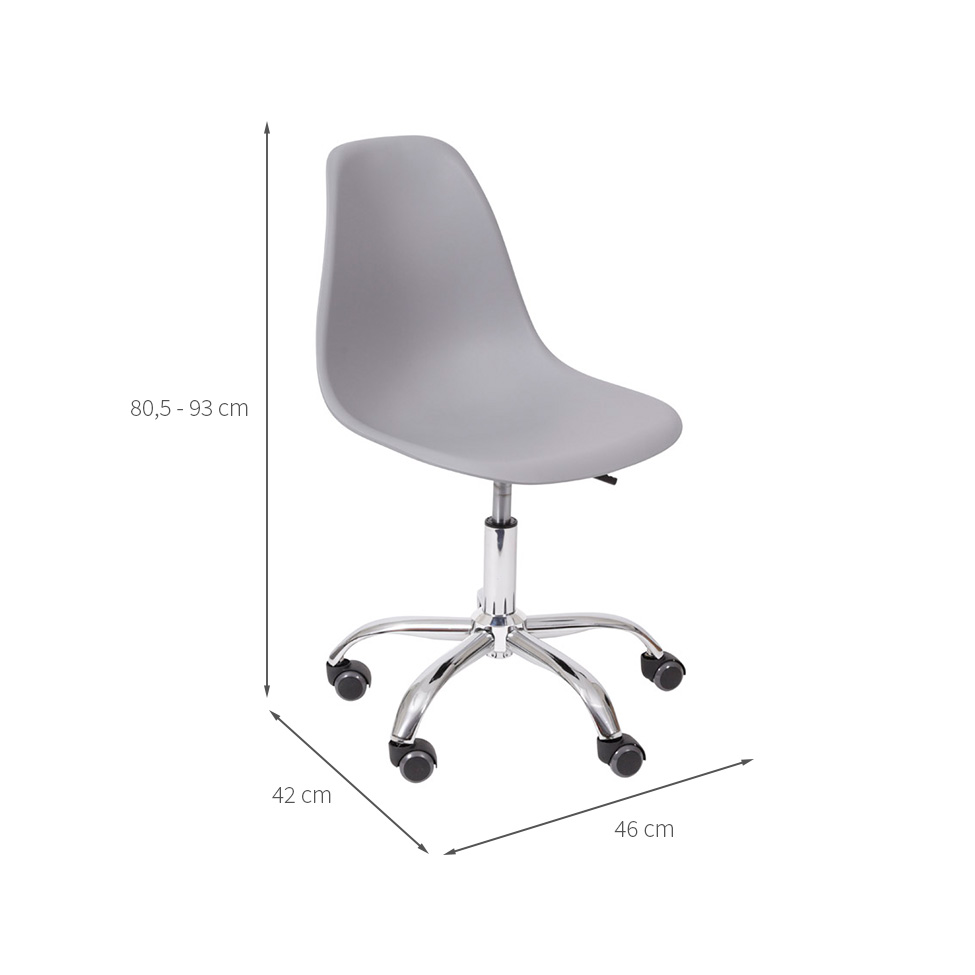 Conjunto com 2 Cadeiras DKR com Rodízios Cinza e Cromado