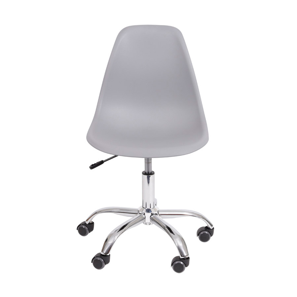 Conjunto com 2 Cadeiras DKR com Rodízios Cinza e Cromado