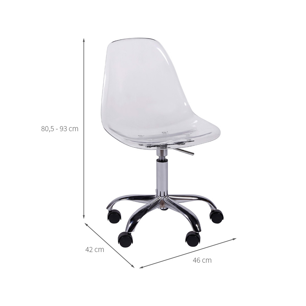 Conjunto com 2 Cadeiras DKR com Rodízios Incolor e Cromado