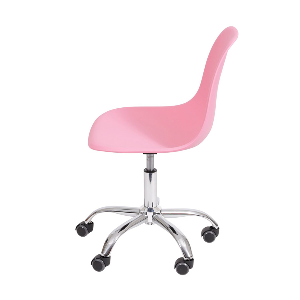 Conjunto com 2 Cadeiras DKR com Rodízios Rosa e Cromado