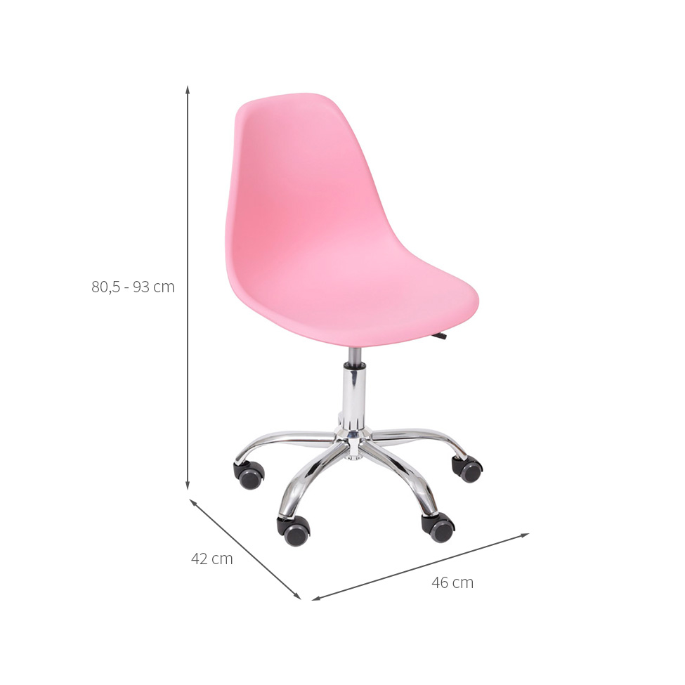 Conjunto com 2 Cadeiras DKR com Rodízios Rosa e Cromado