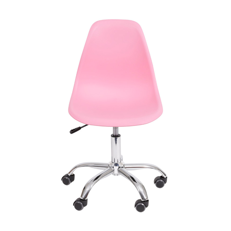 Conjunto com 2 Cadeiras DKR com Rodízios Rosa e Cromado
