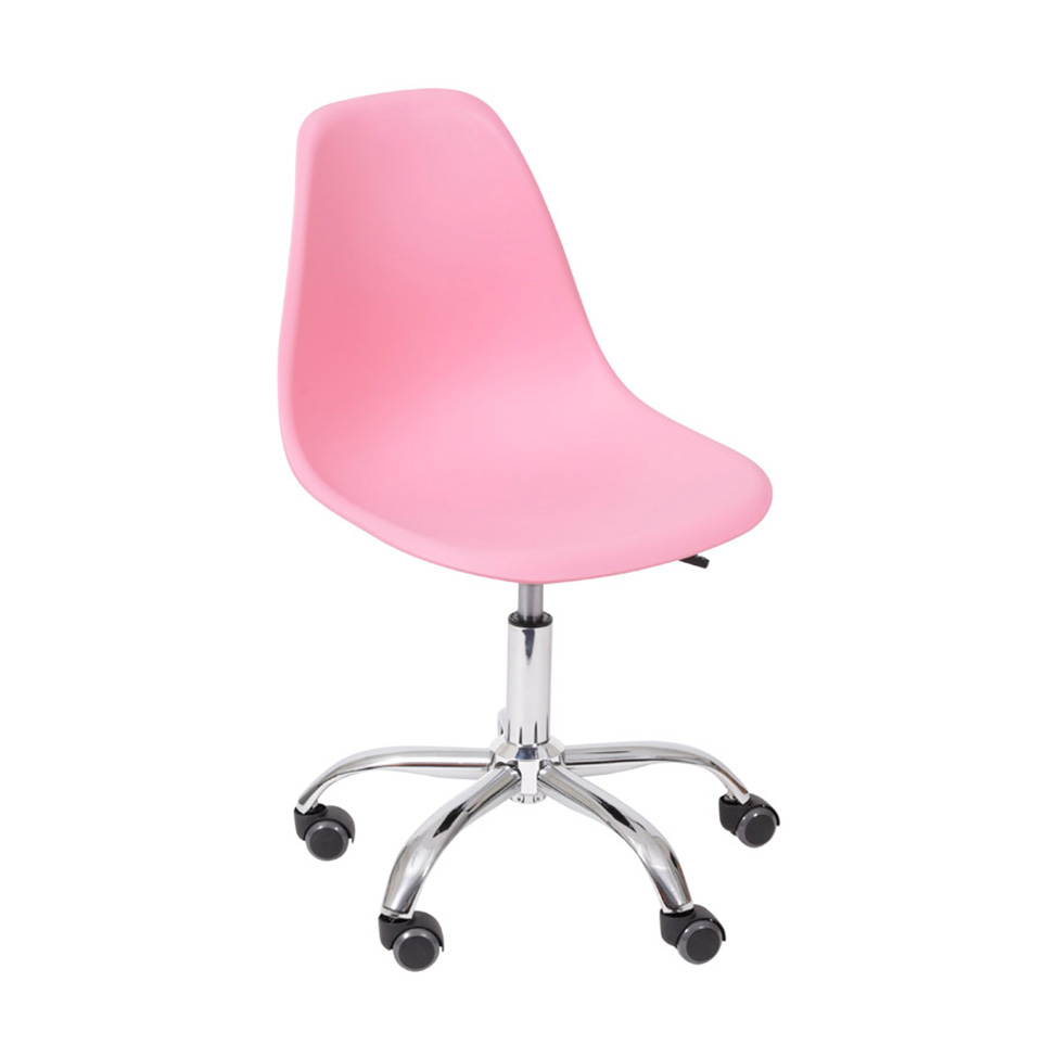Conjunto com 2 Cadeiras DKR com Rodízios Rosa e Cromado