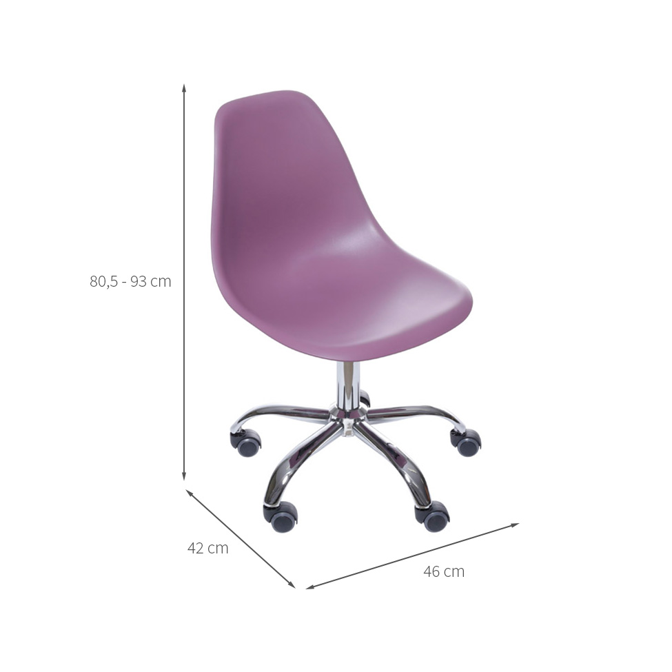 Conjunto com 2 Cadeiras DKR com Rodízios Roxo e Cromado