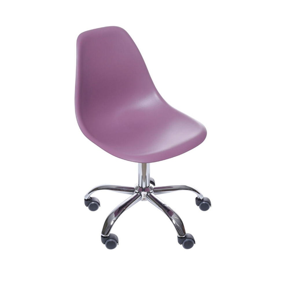 Conjunto com 2 Cadeiras DKR com Rodízios Roxo e Cromado