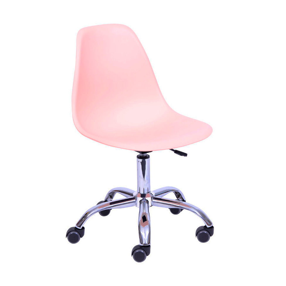 Conjunto com 2 Cadeiras DKR com Rodízios Salmão e Cromado