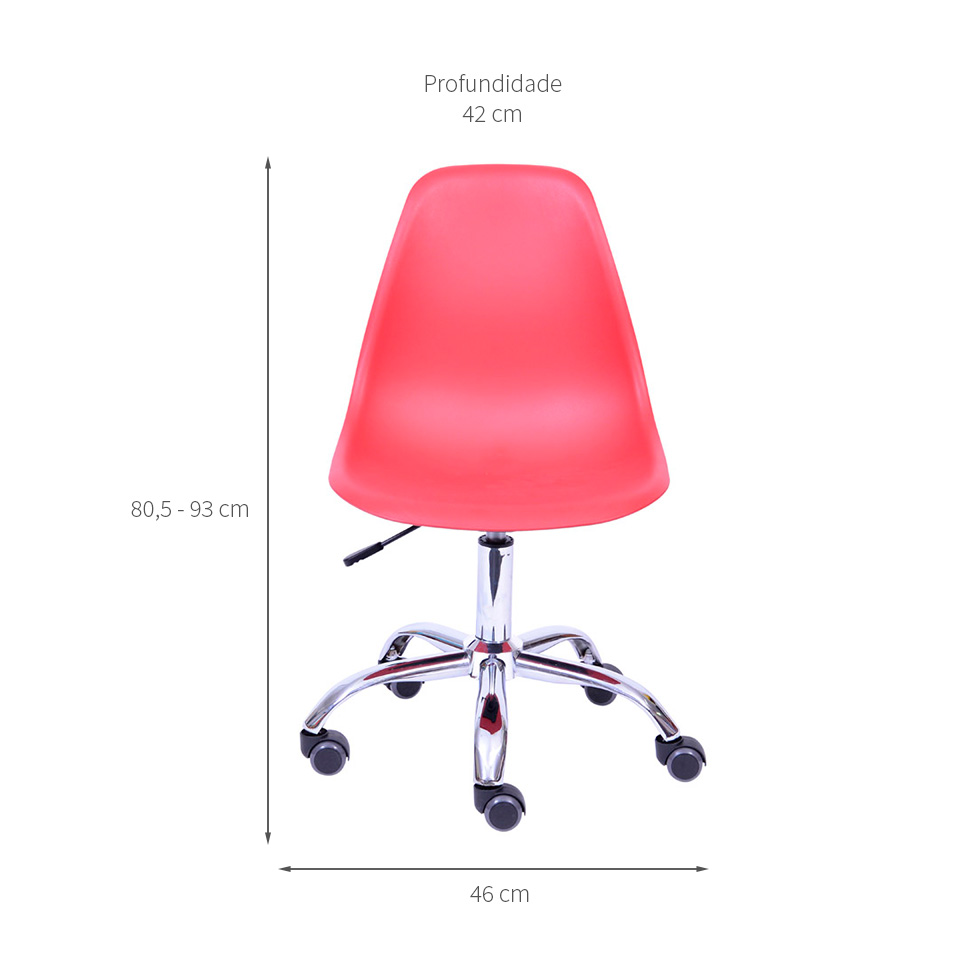 Conjunto com 2 Cadeiras DKR com Rodízios Telha e Cromado