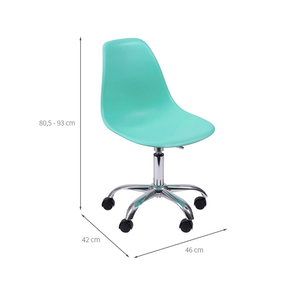 Conjunto com 2 Cadeiras DKR com Rodízios Turquesa e Cromado