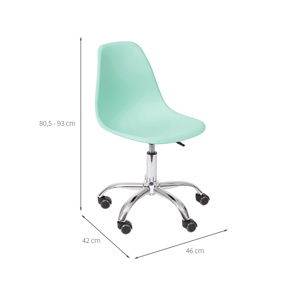 Conjunto com 2 Cadeiras DKR com Rodízios Verde Claro e Cromado