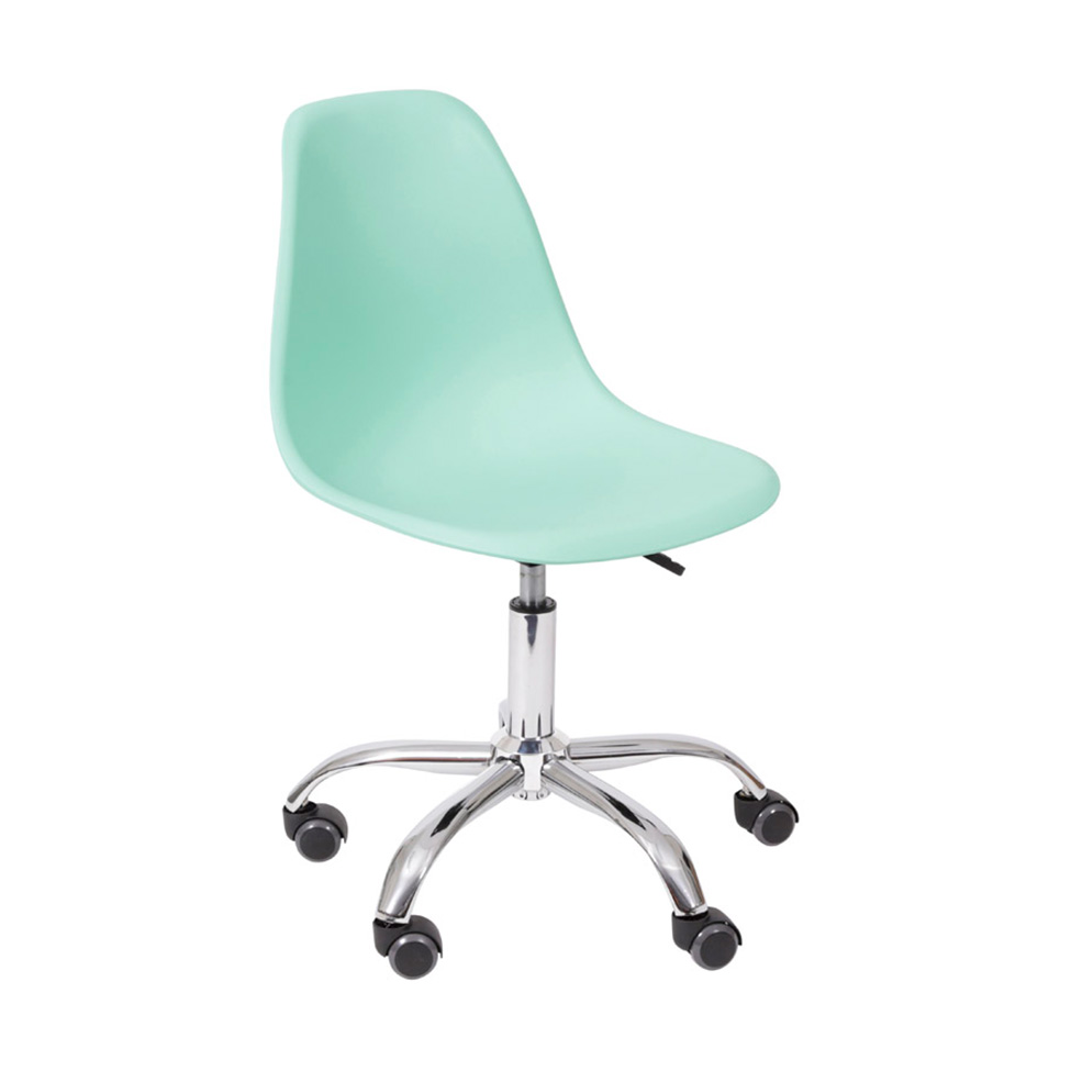 Conjunto com 2 Cadeiras DKR com Rodízios Verde Claro e Cromado