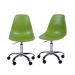 Conjunto com 2 Cadeiras DKR com Rodízios Verde e Cromado