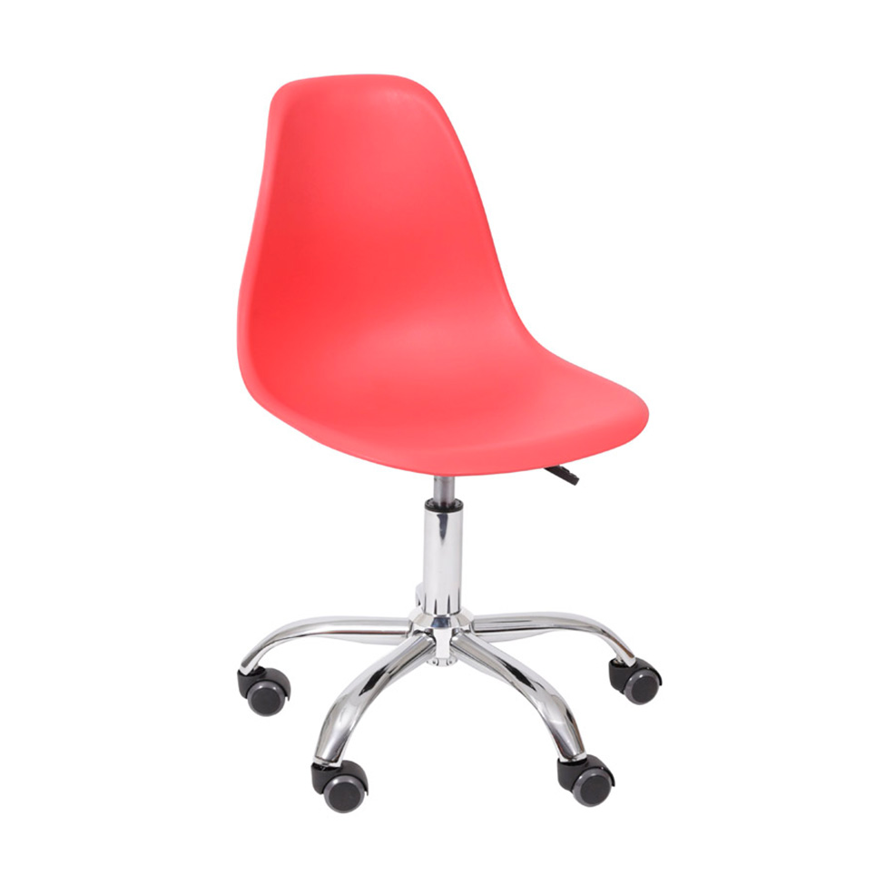 Conjunto com 2 Cadeiras DKR com Rodízios Vermelho e Cromado