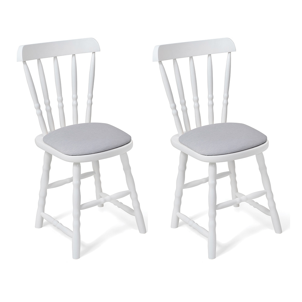 Conjunto com 2 Cadeiras Dalas Linho Cinza e Branco