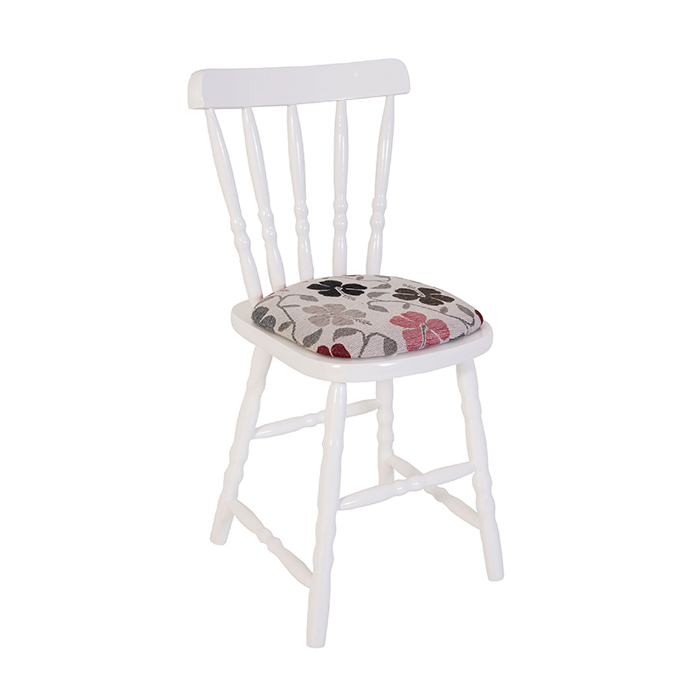 Conjunto com 2 Cadeiras Dalas Poliéster Florido e Branco