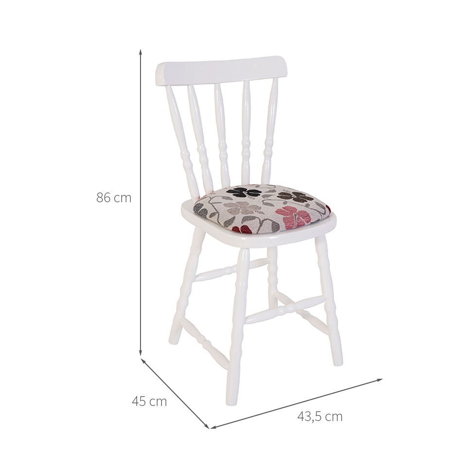 Conjunto com 2 Cadeiras Dalas Poliéster Florido e Branco