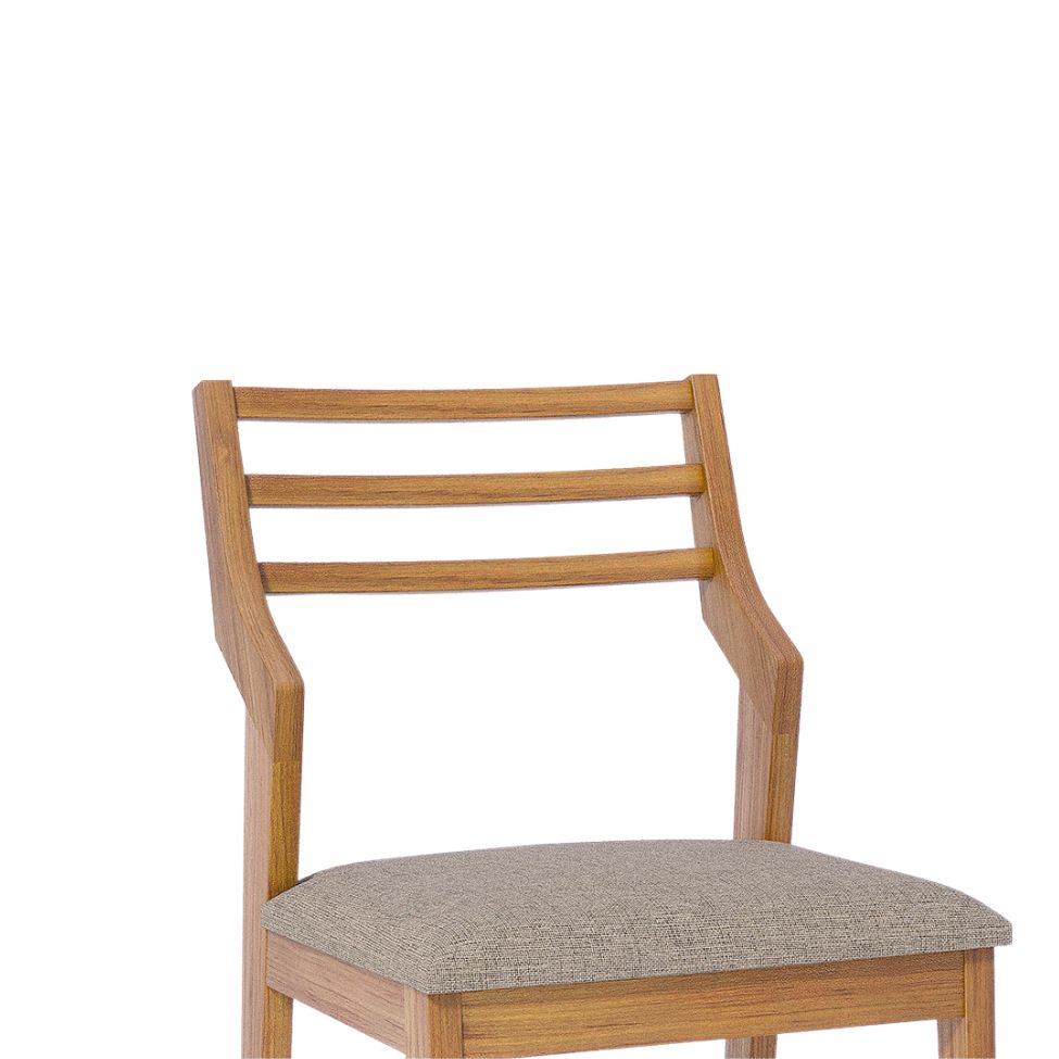 Conjunto com 2 Cadeiras Damasco Linho Bege e Madeira
