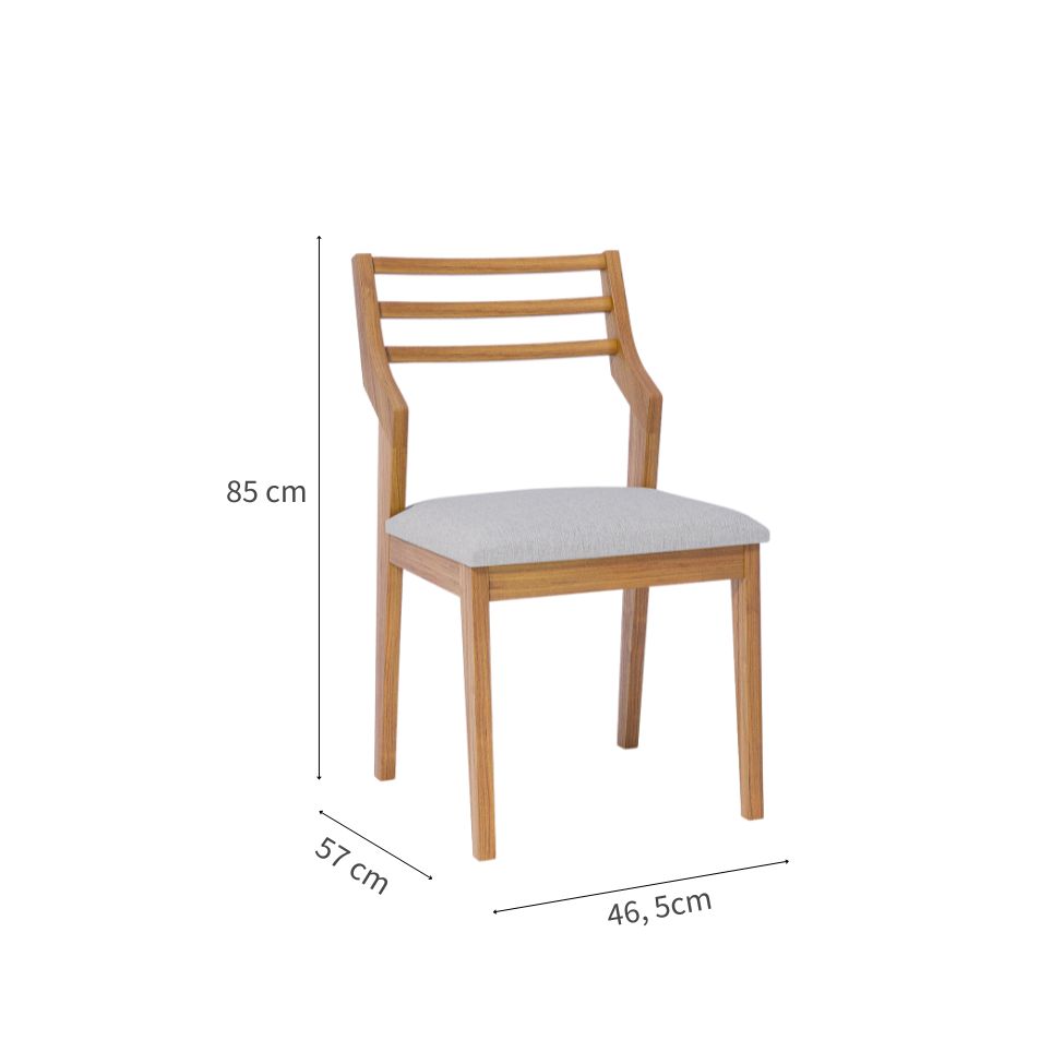 Conjunto com 2 Cadeiras Damasco Linho Cinza e Madeira