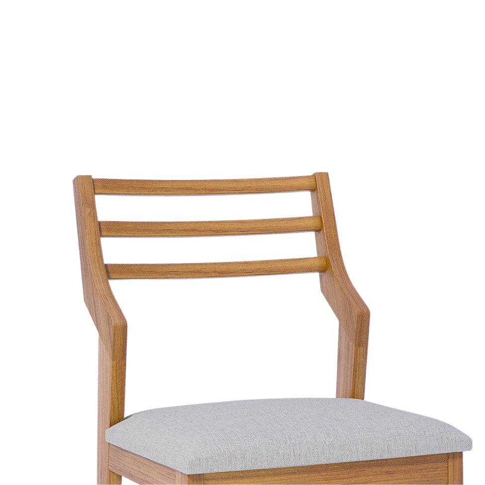 Conjunto com 2 Cadeiras Damasco Linho Cinza e Madeira