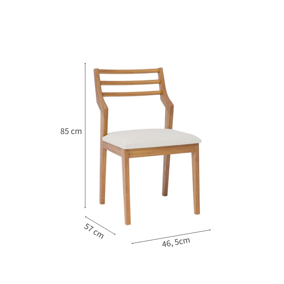 Conjunto com 2 Cadeiras Damasco Linho Cru e Madeira