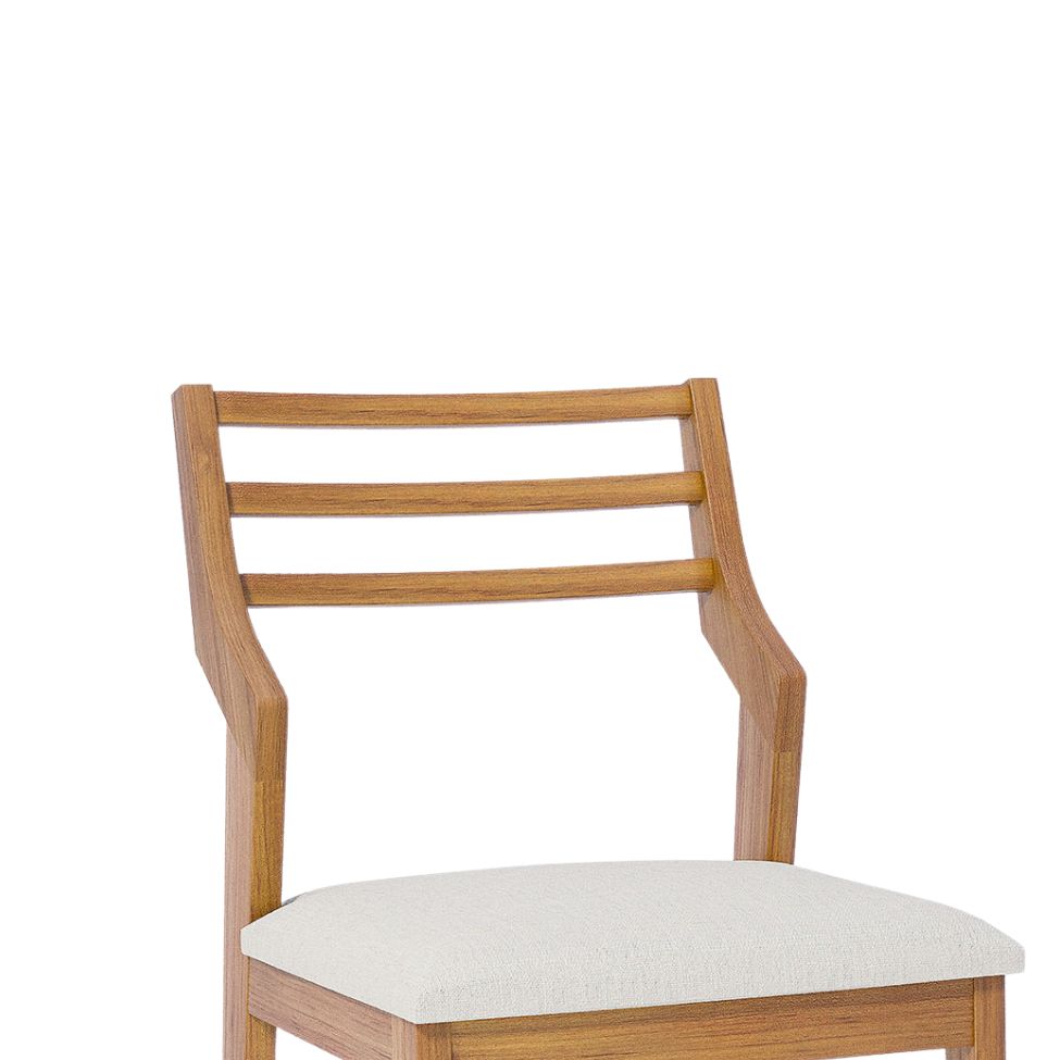 Conjunto com 2 Cadeiras Damasco Linho Cru e Madeira