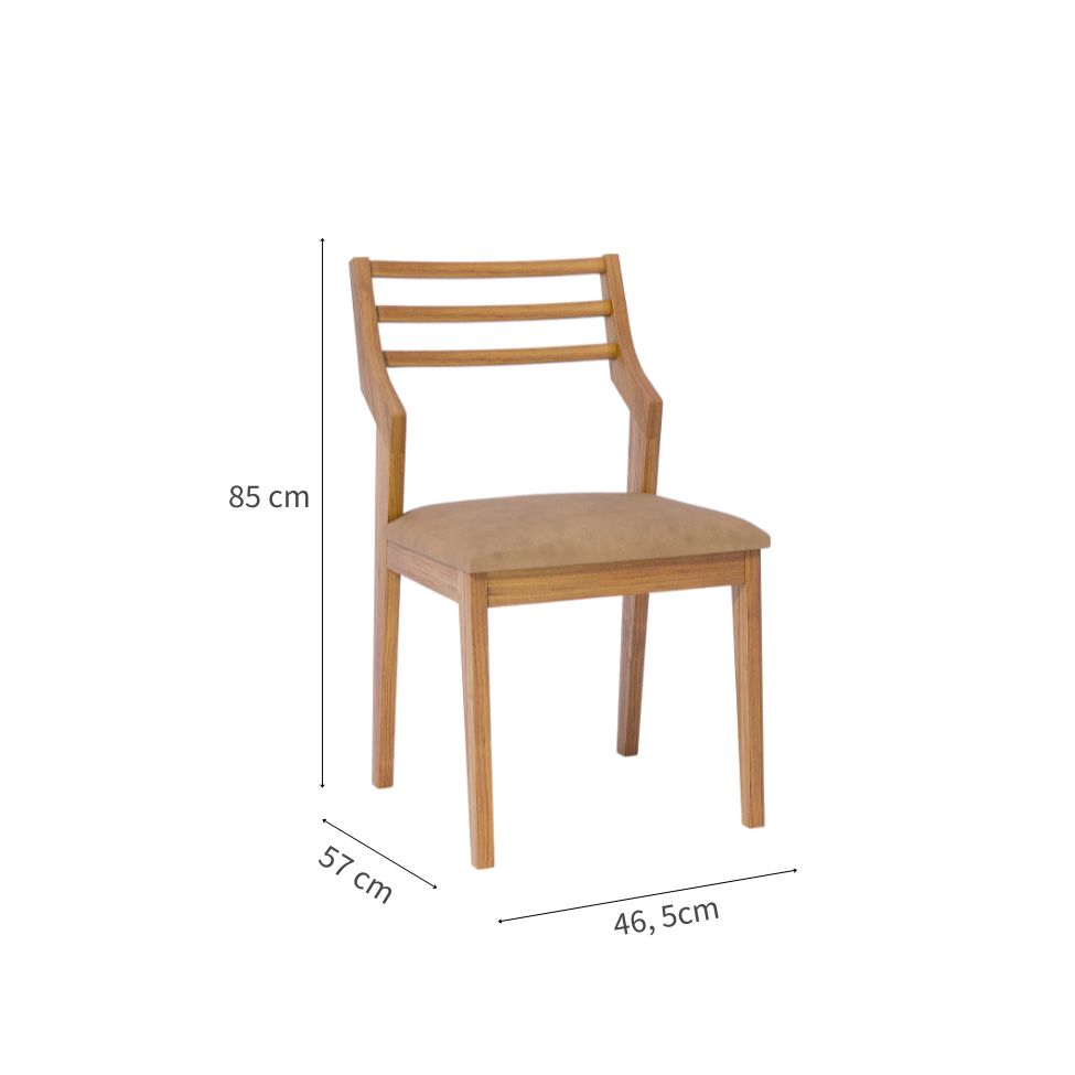 Conjunto com 2 Cadeiras Damasco Revestimento Sintético Kaki e Madeira