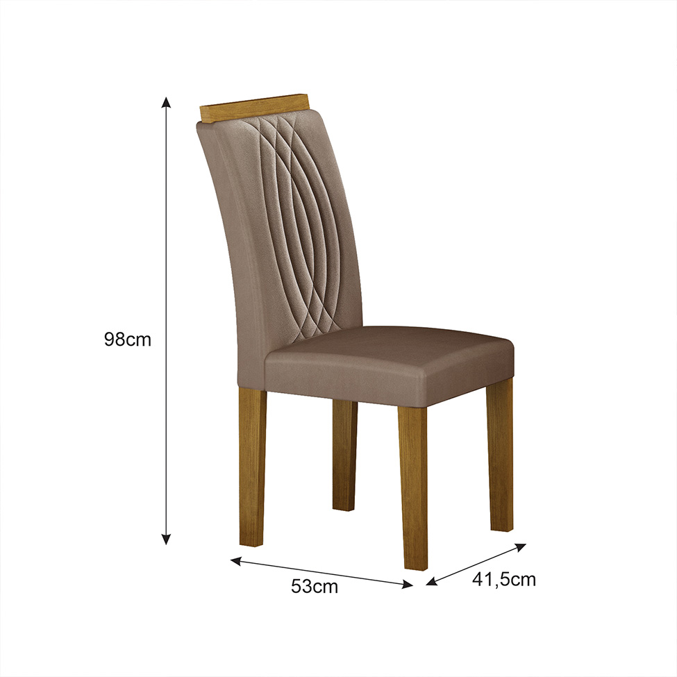 Conjunto com 2 Cadeiras Doha 100% MDF Veludo Marrom e Freijó