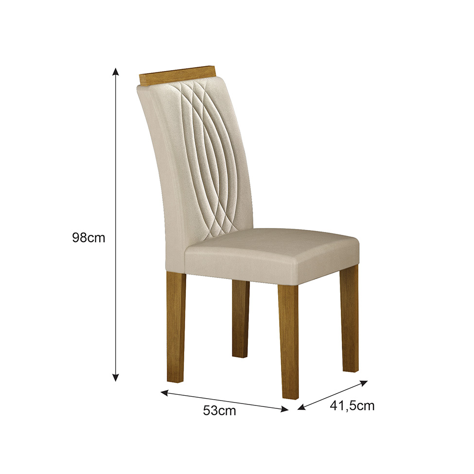 Conjunto com 2 Cadeiras Doha 100% MDF Veludo Palha e Freijó