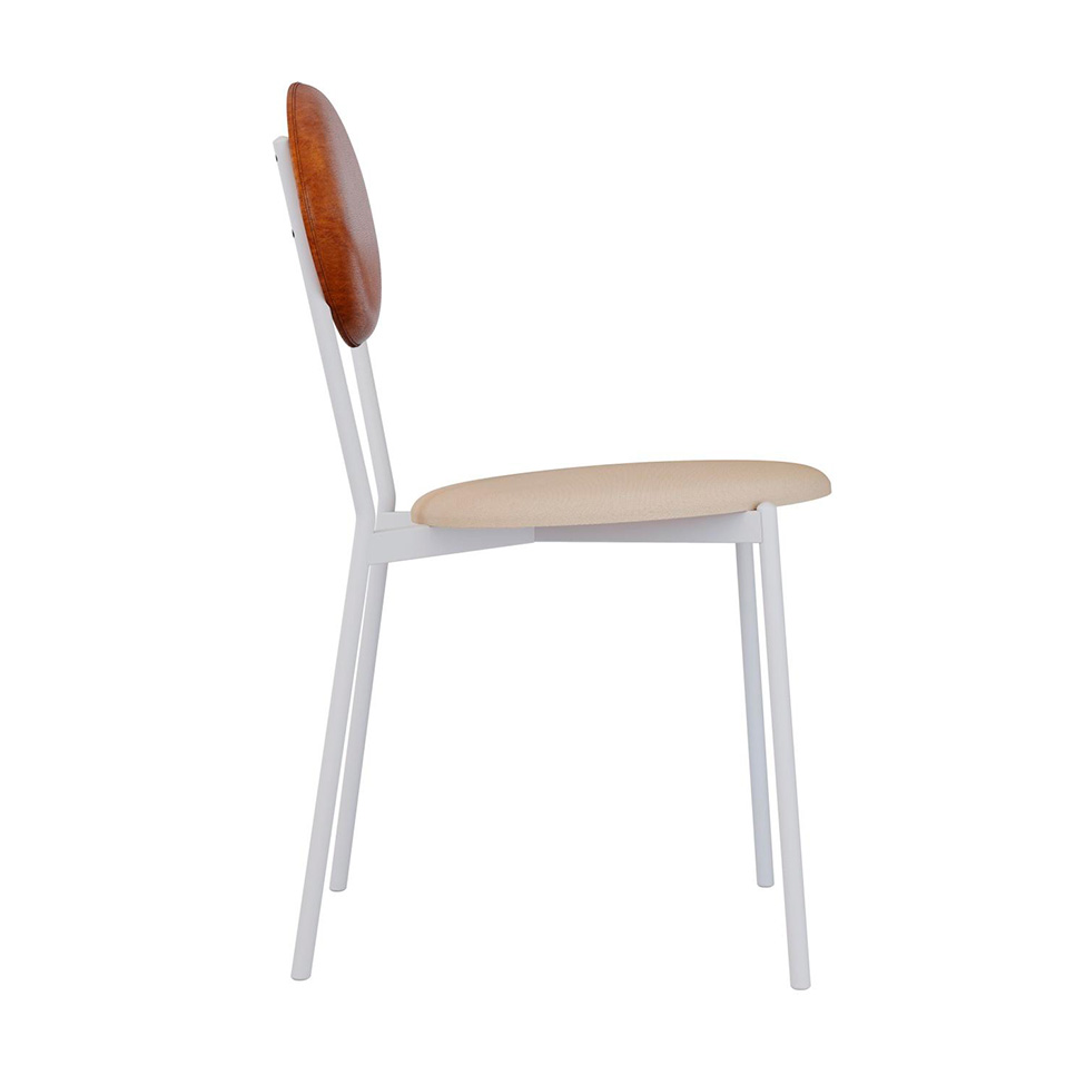 Conjunto com 2 Cadeiras Elipse Poliéster Areia e Caramelo com Branco
