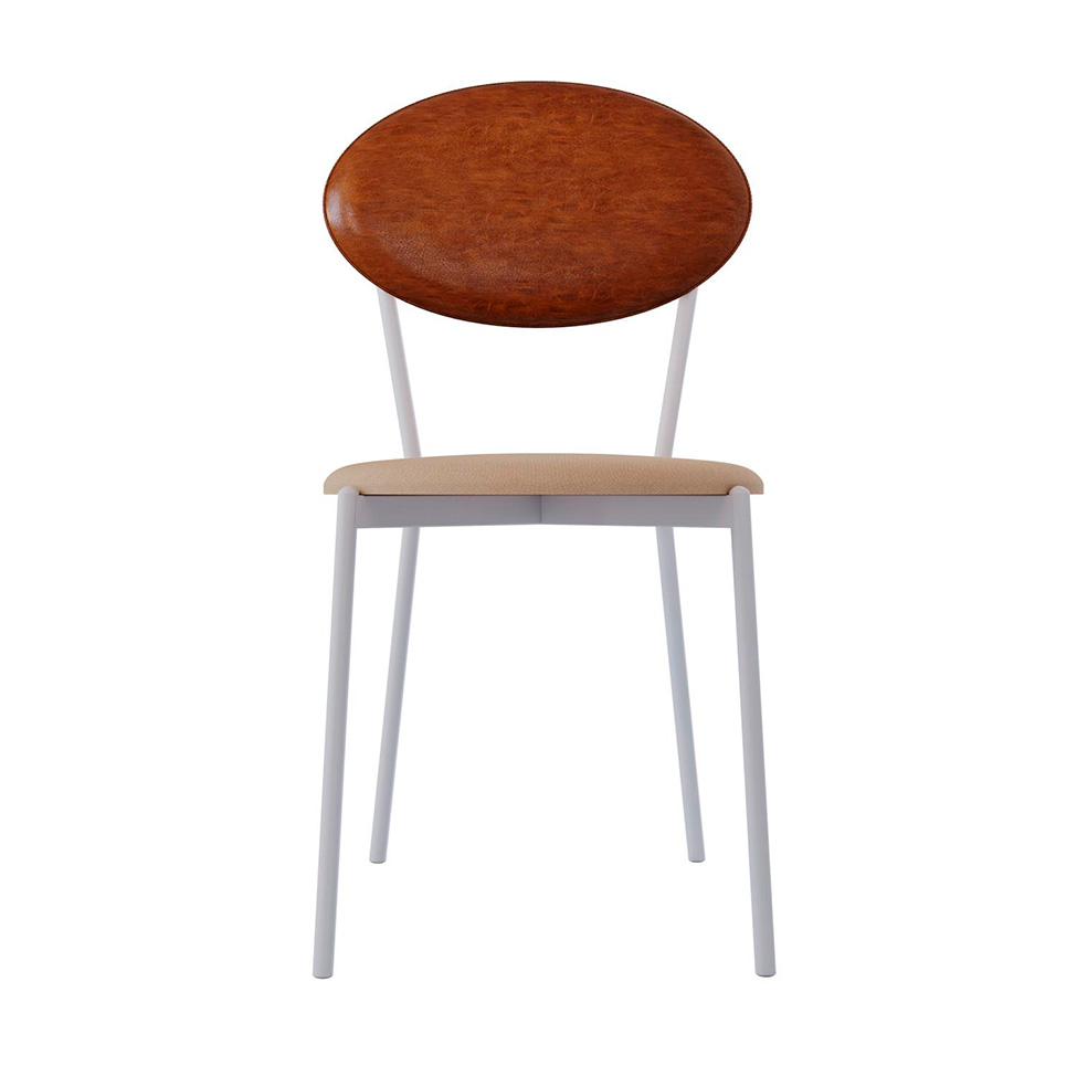 Conjunto com 2 Cadeiras Elipse Poliéster Areia e Caramelo com Branco