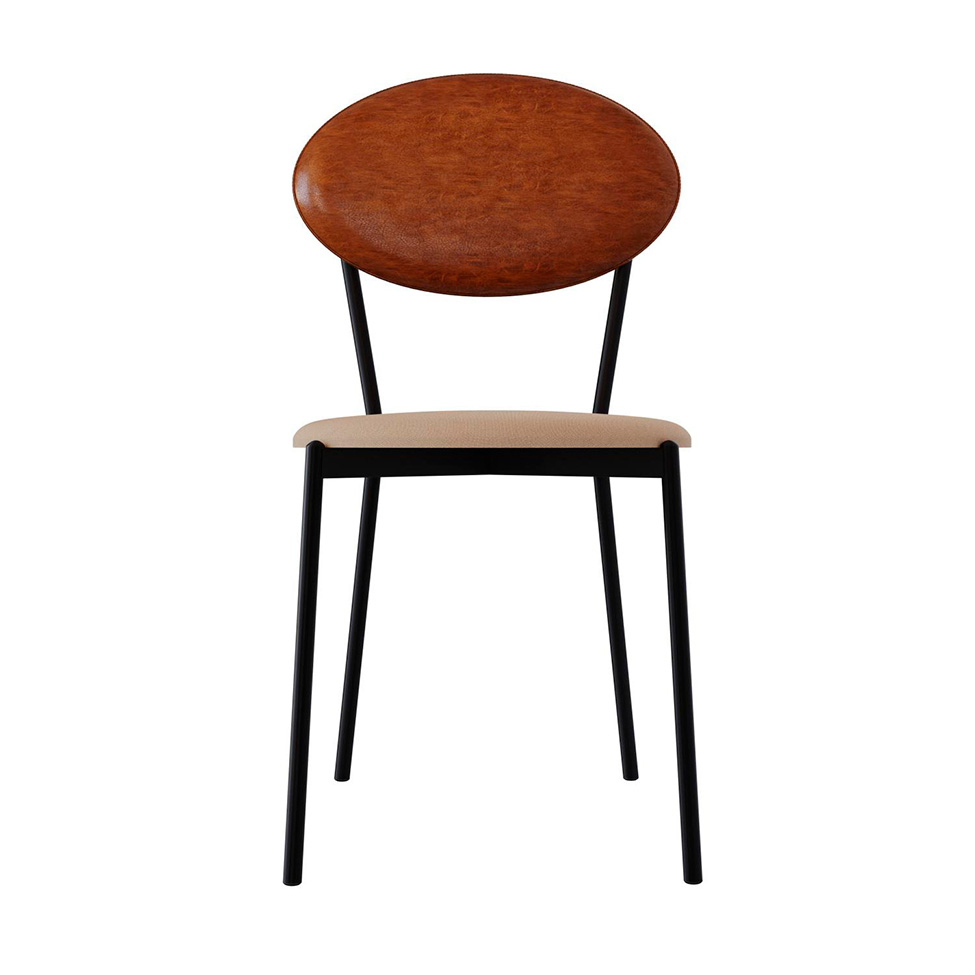 Conjunto com 2 Cadeiras Elipse Poliéster Areia e Caramelo com Preto